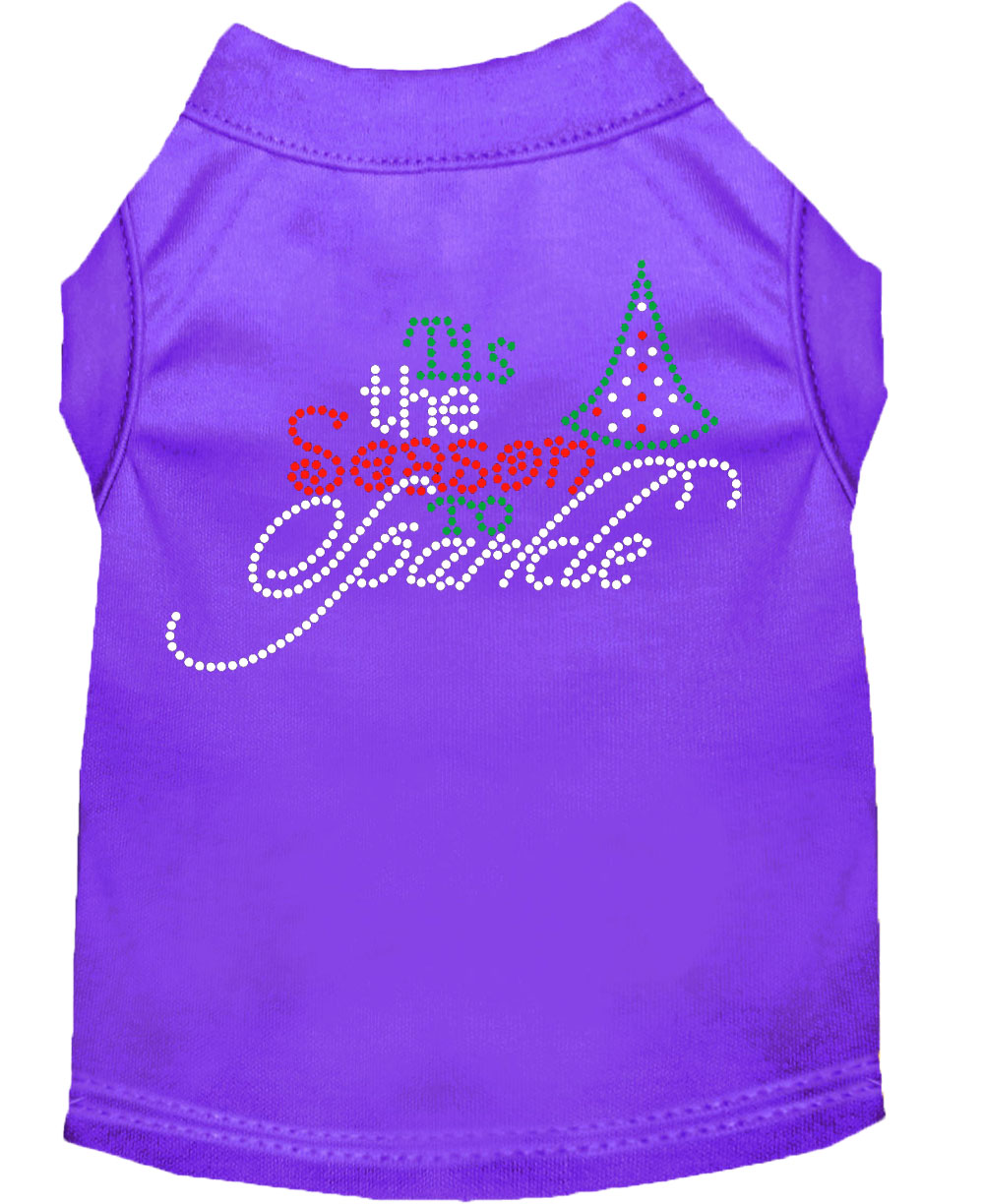 Tis the Season to Sparkle Rhinestone Dog Shirt Purple Lg
